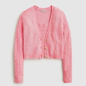 J.Crew Supersoft cropped cable-knit sweater-tank set in sorbet pink